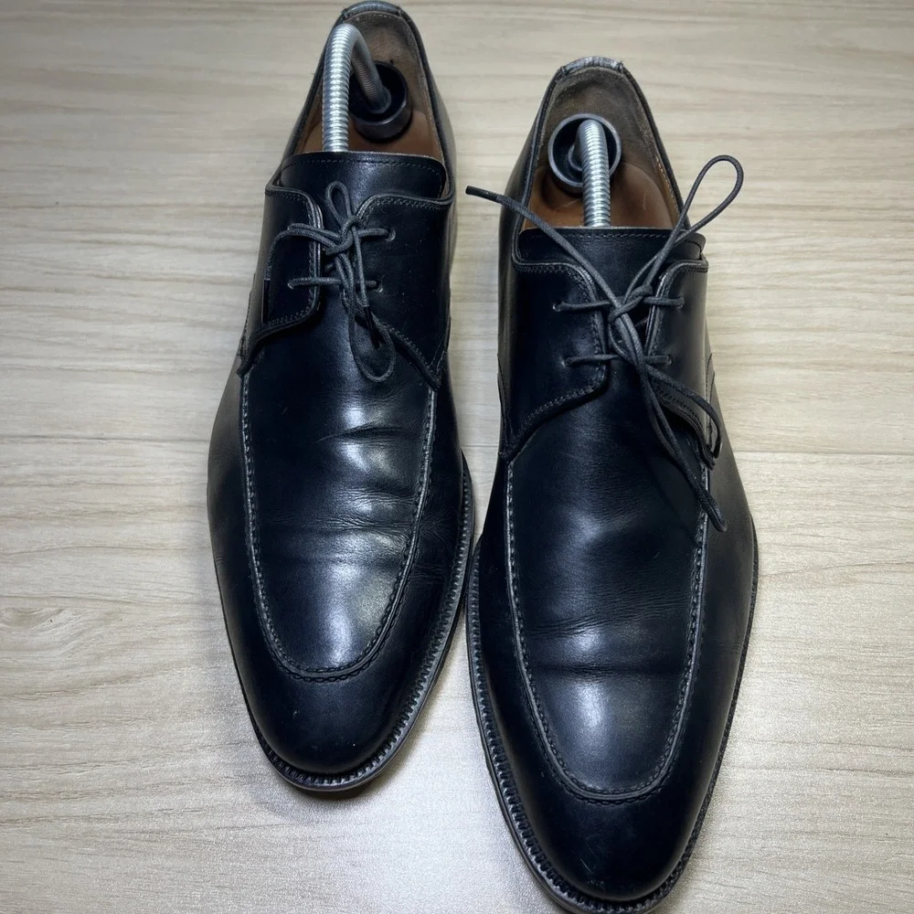 Magnanni Basilio Black Leather Oxford Apron Toe Made in Spain Men's 10   (12436)